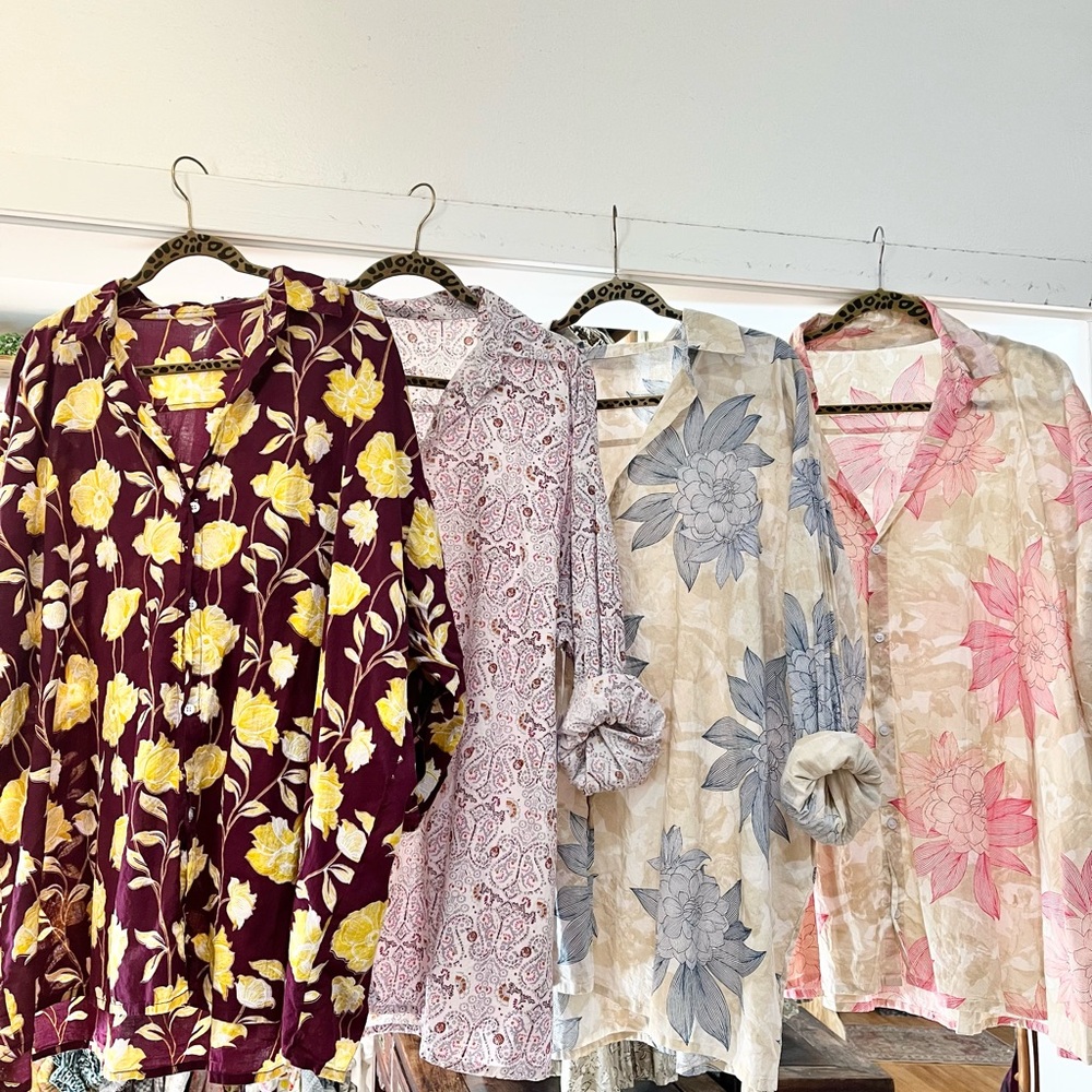 Oversized 100% Cotton Blockprint Workshirts - one size fits all.